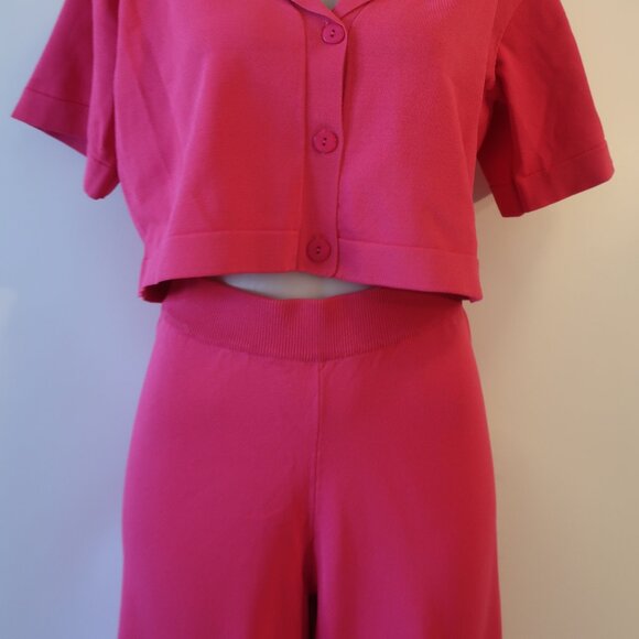 NWT Womens Endless Rose Sanctuary Hot Pink Loungewear Knit 2 Pc Set Top Pants M - Picture 6 of 13